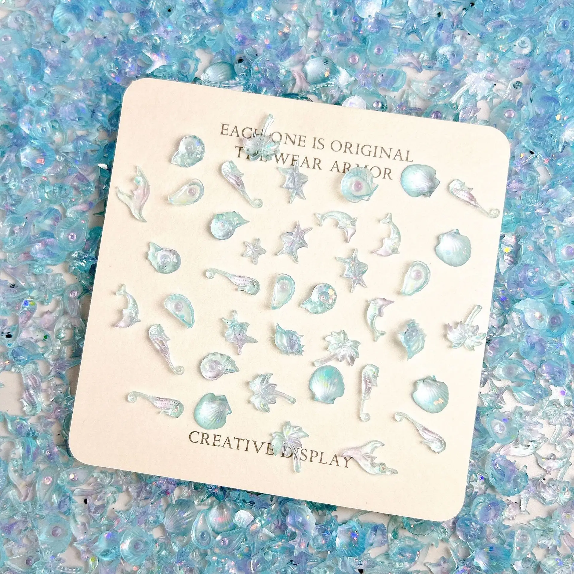 30PCS 3D Acrylic Ocean Nail Accessories Sea Shell Conch Starfish Jellyfish Dolphin Mermaid Charms Manicure Decoration Supplies