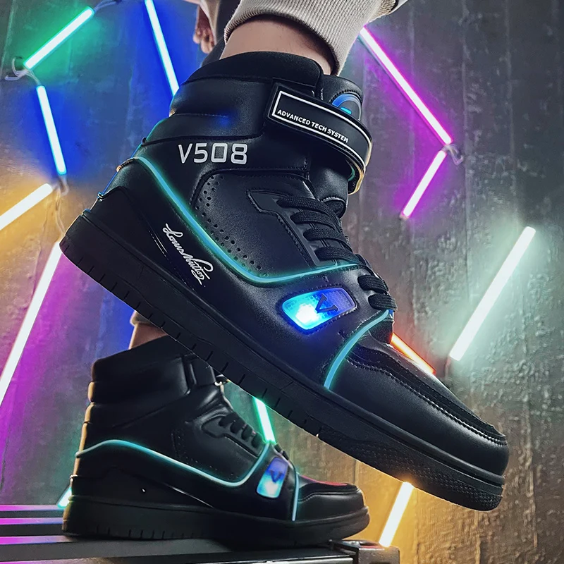 7 Types Of Light Men Fashion Air Motorcycle Boots Led Mag Shoes Light Up Sneakers Back To The Future Led Shoes Size36-46 view 3