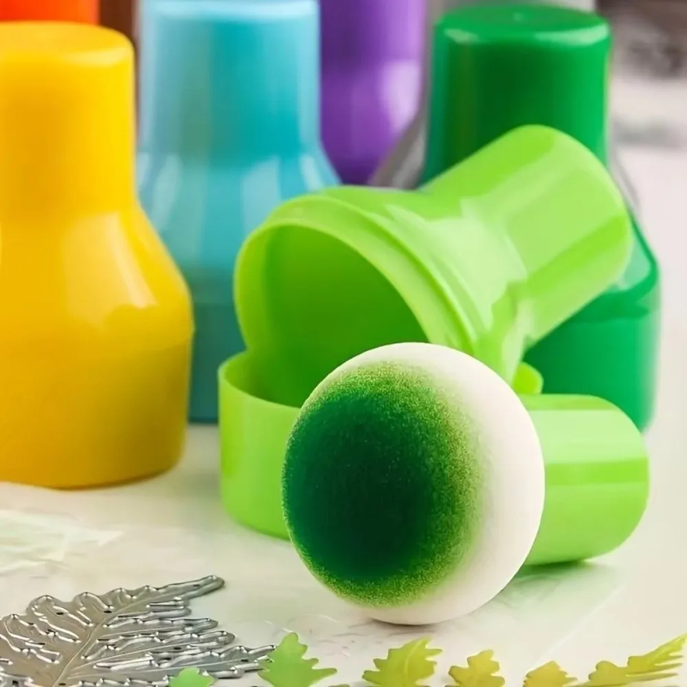 6pcs Colorful Stencil Brush Set with Handles Ink Applicator Wet Dry Gourd Sponge DIY Arts Crafts Card Making Tool