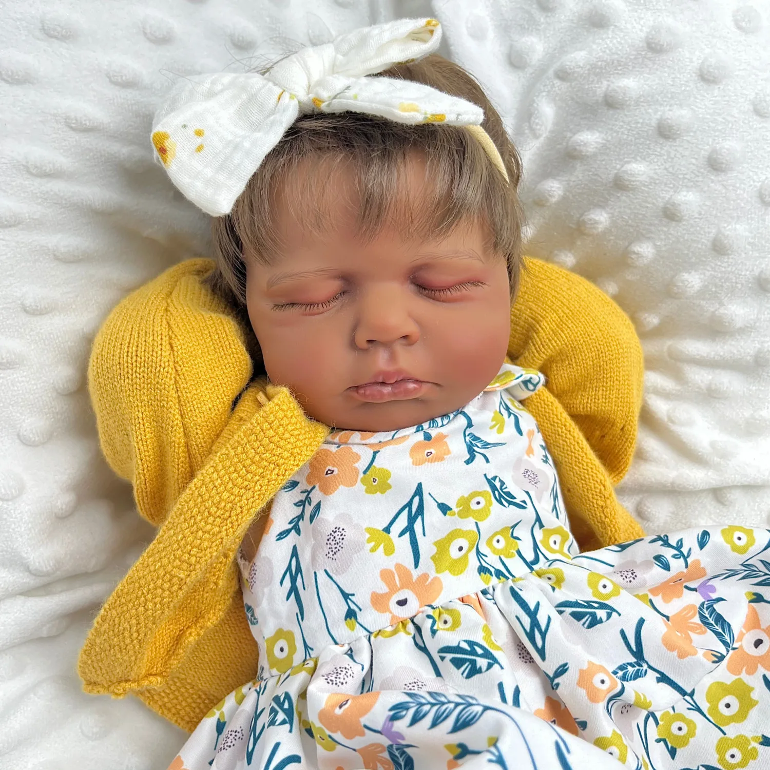 

BZDOLL 19inch Handmade Reborn Baby Doll for Girls 48 CM Vinyl Limbs Cloth Body Black Brown Skin Asleep Fashion Birthday Gift