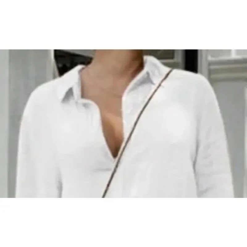 Summer Women\'s Cotton and Linen Long Sleeved Loose Fitting Dress Solid Color Lapel Button Loose Casual Dress plus size dresses