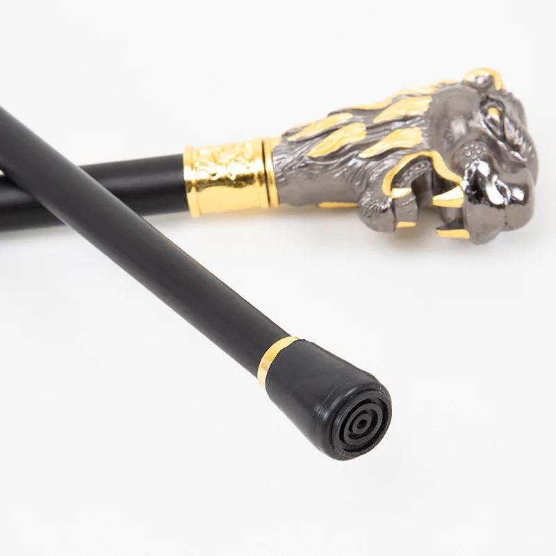 Black Gold British Lion Gentleman Metal Cane Crutch Animal Handle Civilization Stick Festival Performance Ball Props Non-slip