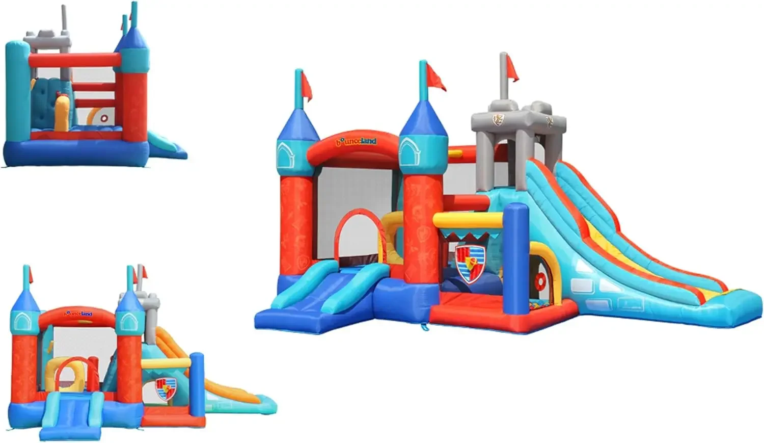 Bounceland Medieval Bounce Castle Bounce House with Slide & Ball Pit, Basketball Hoop and Ball Toss Game Included, Long Fun Slid