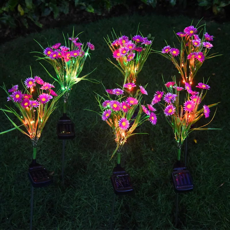 Garden Decoration Led Solar Chrysanthemum Lamp Outdoor Colorful Light Solar Small Wild Flower Landscape Courtyard Lawn Lamp