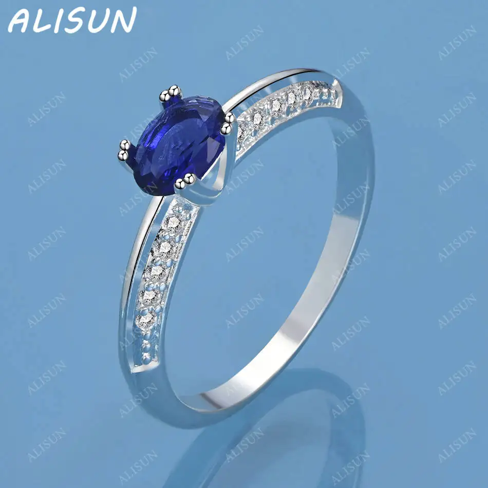 

ALISUN 925 Sterling Silver Blue Zircon Simple Fine Ring For Women Fashion Jewelry Charm Grace Wedding Engagement Accessories