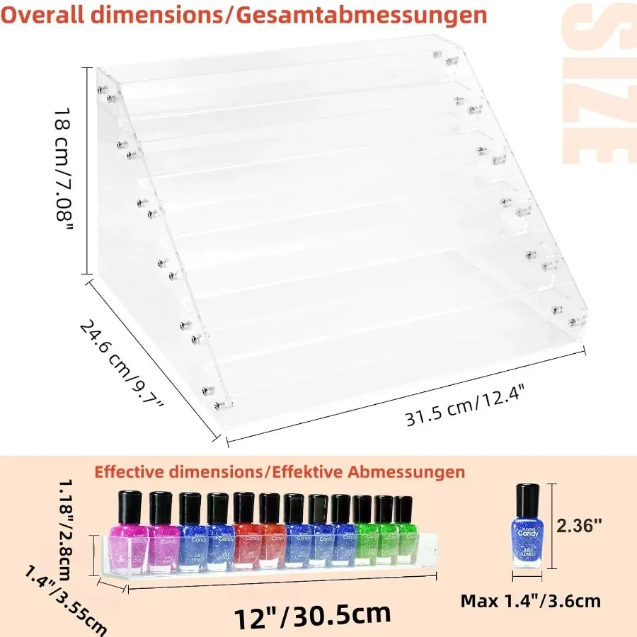 6Tier Acrylic Nail Polish Organizer Rack with Adjustable Shelves for Gel Nail Polish Storage Ideal for Makeup Bottles Essential