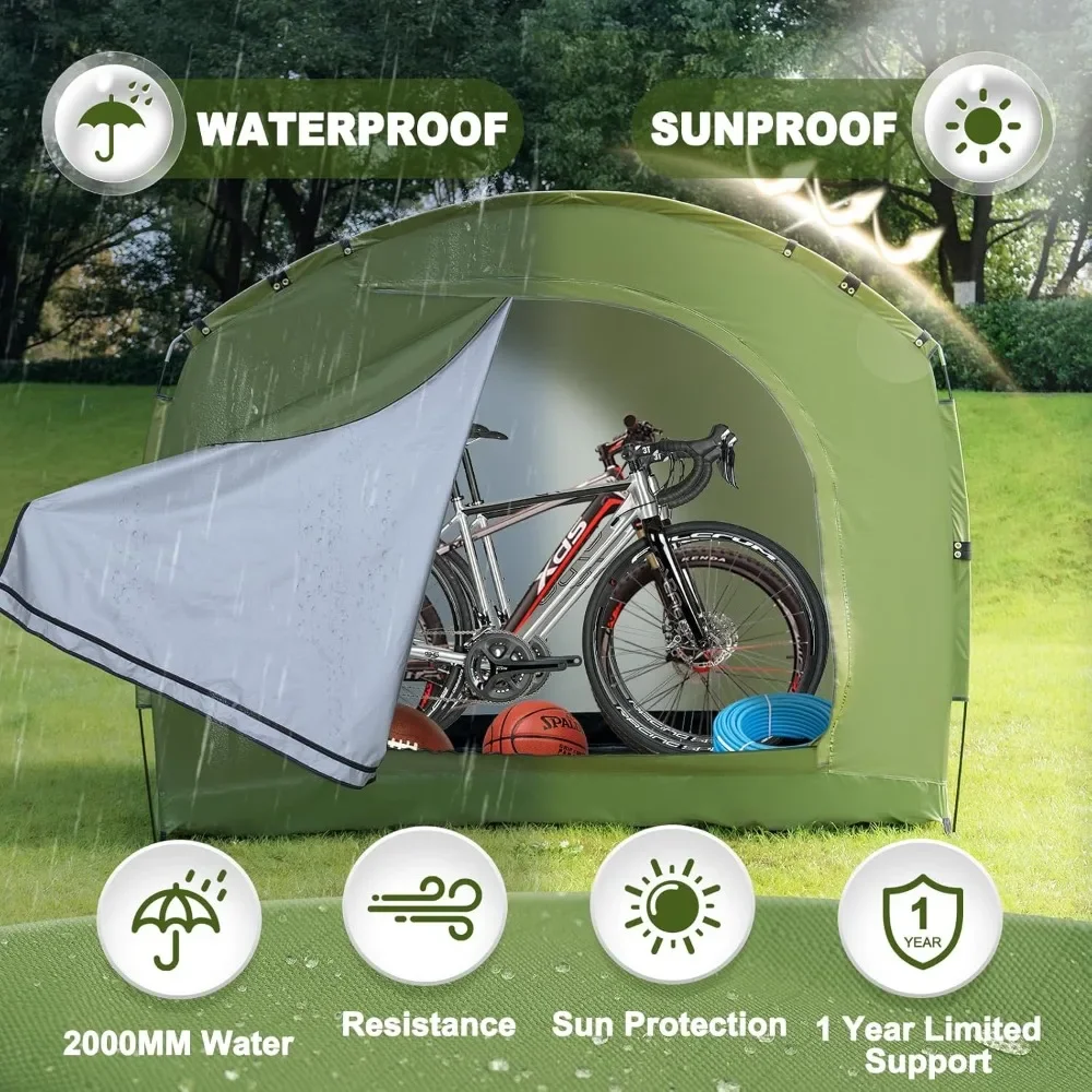 230D Bike Storage Cover, Portable Outdoor Storage Shed for 2/3/4/6/8 Bikes, PU4000 Waterproof Backyard Storage Tent Shelter