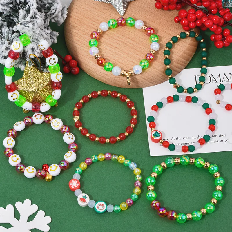 Girls Festival Jewelry Candy Cane Skull Christmas Tree Acrylic Beads For Bracelet Necklce Making Beads Jewelry Making Kits
