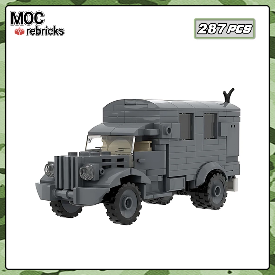 WWII Series German Radio Truck Building Blocks Armed Multi-purpose Vehicles Classic Model Bricks Toy Children's Birthday Gift ﻿