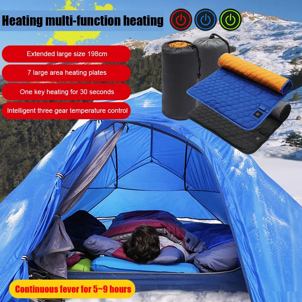 USB Heating Sleeping Mat Outdoor Electric Heating Pads 3-Level Adjustable Camping Tent Sleeping Mattress Thermalpad Foot Warmer