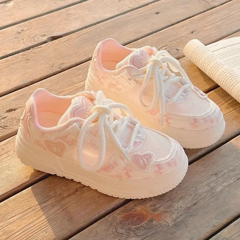 

Designer Women Breathable Mesh Sneakers Summer Cute Pink Shoes Thick Heel Sneakers Casual Running Platform Chunky Sneakers Y2K