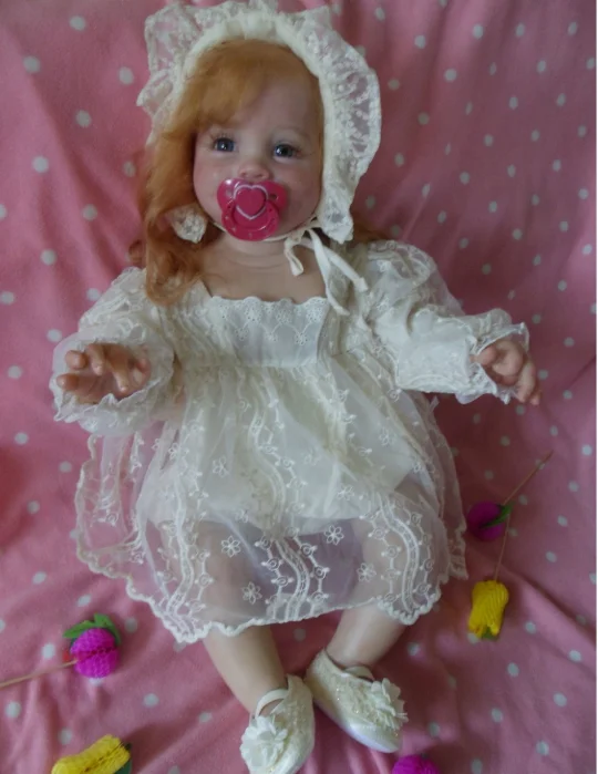 

St.Store Already Painted 28inch Devi With Dimple Bent Leg Girl Reborn Doll Orange Hair-rooted