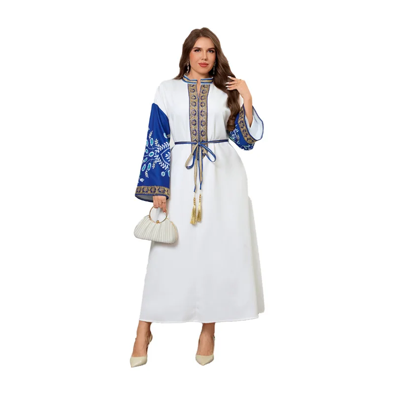 Abaya Robe femmes robes de soirée musulmanes Ramadan marocain dubaï Abayas Jalabiya broderie à lacets robes arabe longue Robe caftan