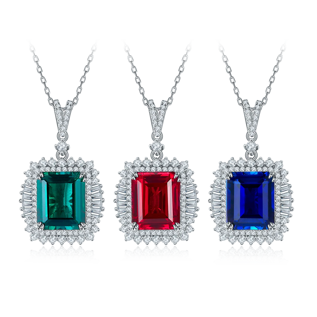 

P0445 925 посеребренный 18-каратное белое золото изумрудной огранки, культивированный цветной кулон из драгоценного камня, основной камень 12*10 мм