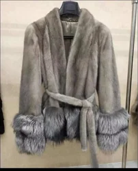 Hdhhr 2024 novo 100% casacos de pele de vison real moda feminina casaco de pele de vison natural quente curto com chapéu grande outerwear jaqueta de inverno