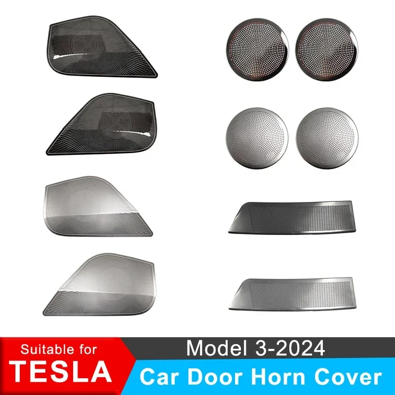 For Tesla Model 3 2024 Car Door Horn Speaker Aluminum Decorative Cover Car Interior Sticker Modification Accessories