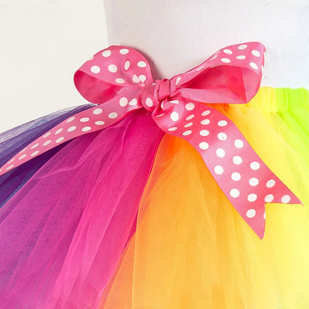 

Rainbow Skirt For Girls Multicolor Tiered Ruffle Mesh Tutu Adjustable Elastic Waist Halloween Birthday Party Costume