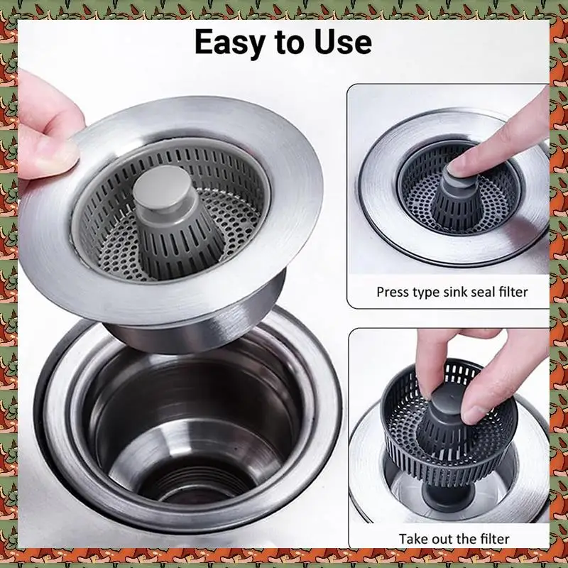 

2 шт. 3-в-1 из нержавеющей стали, сито для слива кухонной раковины, пробка для раковины, кухонный слив из нержавеющей стали, нержавеющая сталь