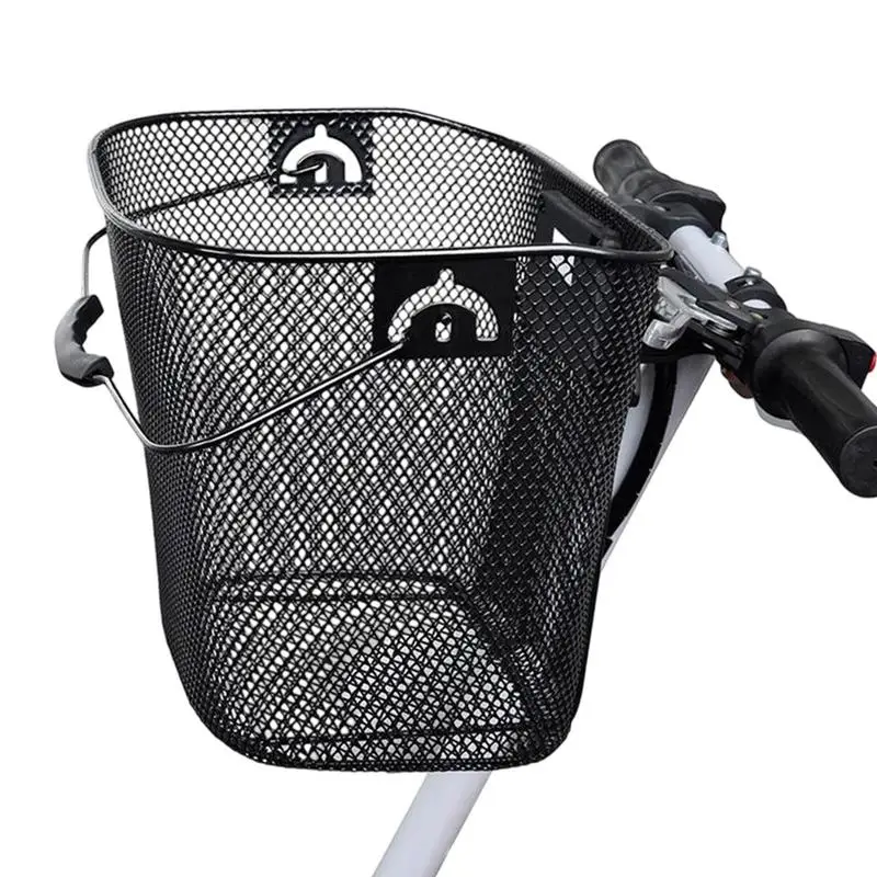 Bicycle Basket Front Rust-Resistant Electric Bicycle Basket Scooter Basket With Fixed Holder Quick Release Metal Ebike Basket