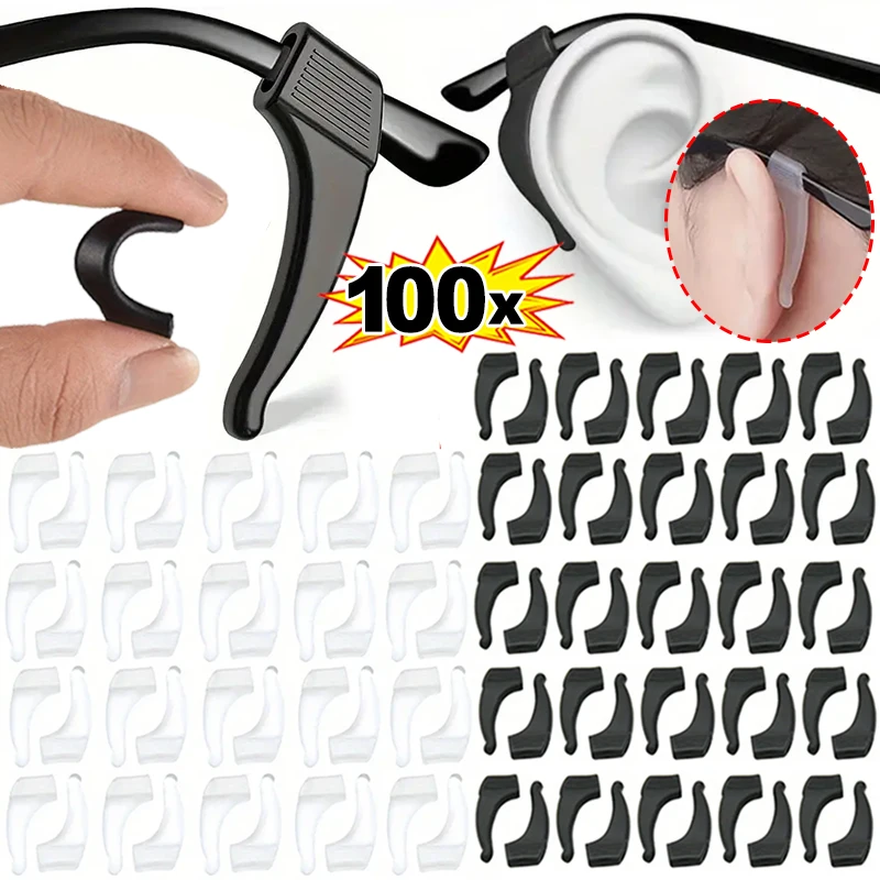 20/50pairs Silicone Anti-slip Ear Hooks Women Men Antiskid Glasses Leg Ear Sleeve Clear Anti-fall Eyewear Holder Accessories