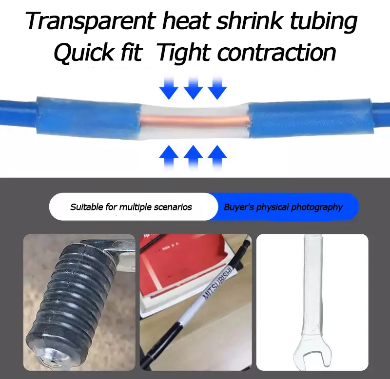 Tube thermorétractable 2:1, 1 mètre/lot, gaine transparente transparente, fil de manchon de câble de 1mm à 60mm