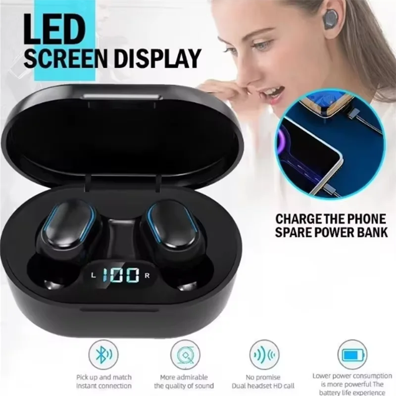 Original E7S Wireless Bluetooth Headset with Mic LED Display Earbuds for iPhone Xiaomi TWS Earphone Bluetooth Headphones earbuds image 3
