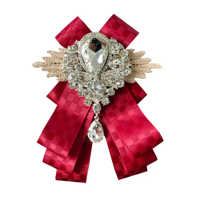 Conjunto de broche de pajarita de diamantes de imitación para hombres, joyería hecha a mano, regalo de moda, banquete de negocios, Host, Cuello de camisa, flores, pajarita de boda