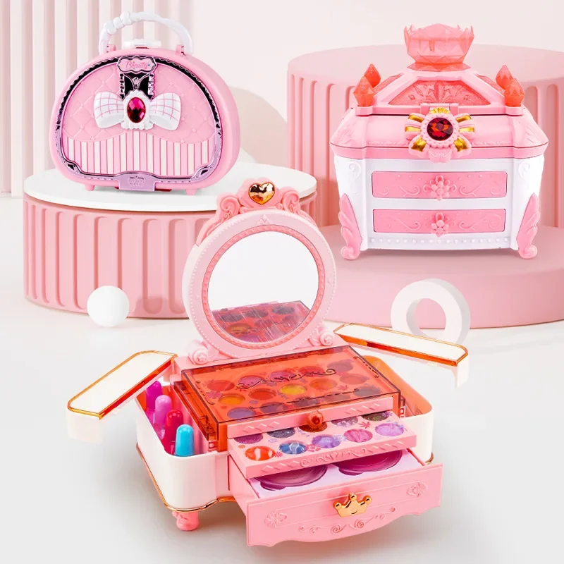 Beleza Make Up Cosmetic Box Set, Pode ser pintado com brinquedos coloridos para menina, Presente de aniversário para crianças, Venda quente