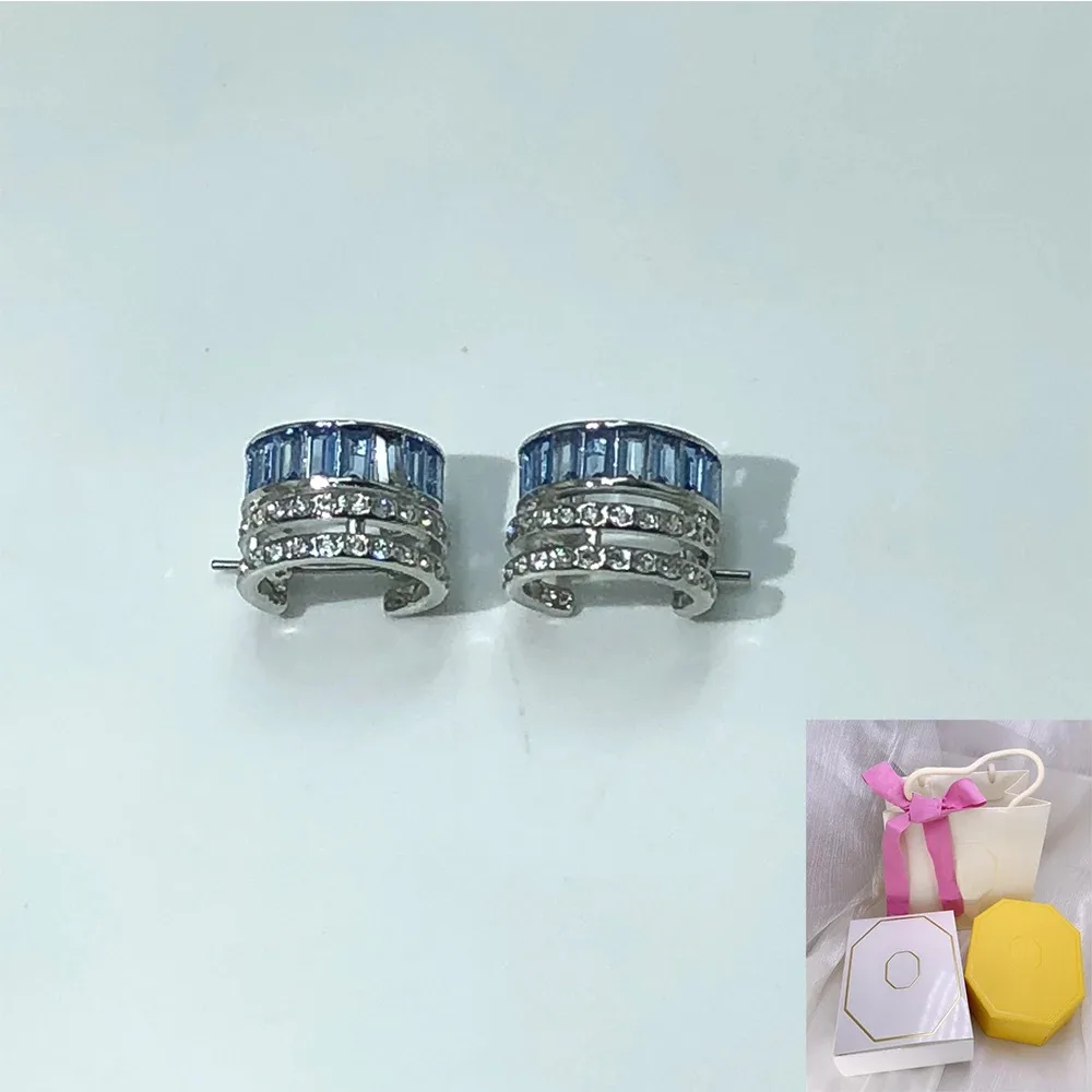 

2024 SW New Connexus Mixed Cut Blue Large Circle Earrings, High Quality Women's Jewelry Romantic Gift