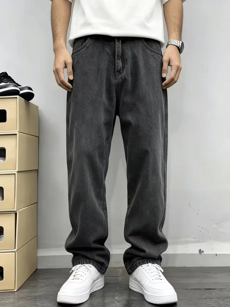 Men's Loose Fit Jeans - Streetwear Cargo Pants with Functional Pockets, Non-Stretch Denim for Everyday & Formal Outfits - All-Season Casual Pants for Adult Men, Streetwear Essentials, Durable Fabric
