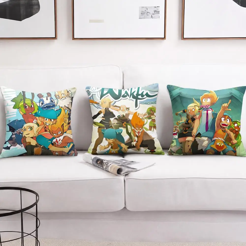 Pretty Video Game W-wakfu Cushion Cover Wrinkle-Resistant Short Plush Pillow Case Breathable Machine-Washable