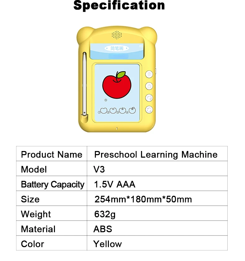 Estudante Primário Escrita Eletrônica LCD Board, Brinquedo Aprendizagem de Línguas, Escrita Inteligente e Máquina de Leitura Infantil