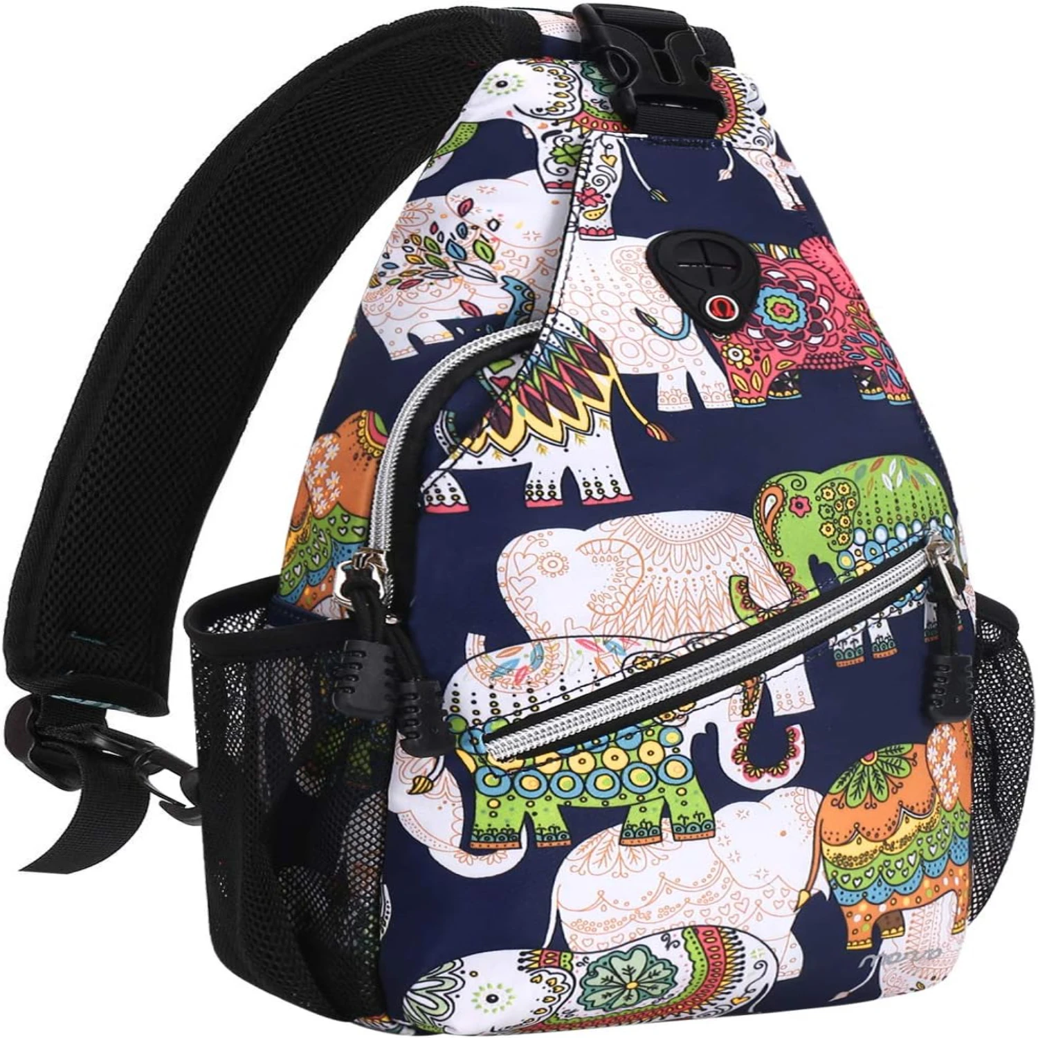 

["Adorable Portable Lightweight Mini Sling Backpack with Elephant Print by MOSISO - Perfect for Outdoor Sports and Everyday Adve