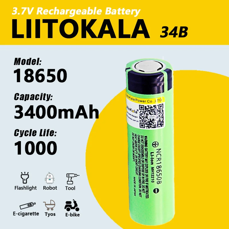 1-40pcs LiitoKala 34B 100% New Original NCR18650B 3.7v 3400 mah 18650 3400mAh Lithium Rechargeable Battery Flashlight batteries