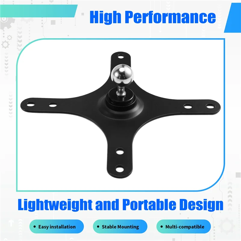 

AU61-Wall Mount Holder With VESA Mounting Bracket Plate For Portable Monitor 100X100mm 75X75mm 17Mm Ball Base Set BLACK