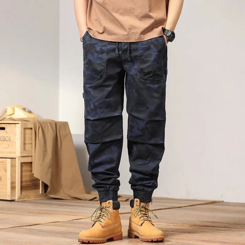 

American Camouflage Work Pants Men's Spring Autumn Outdoor Tactical Casual Pants Mountain Biking Multi ket Cuffed Trousers