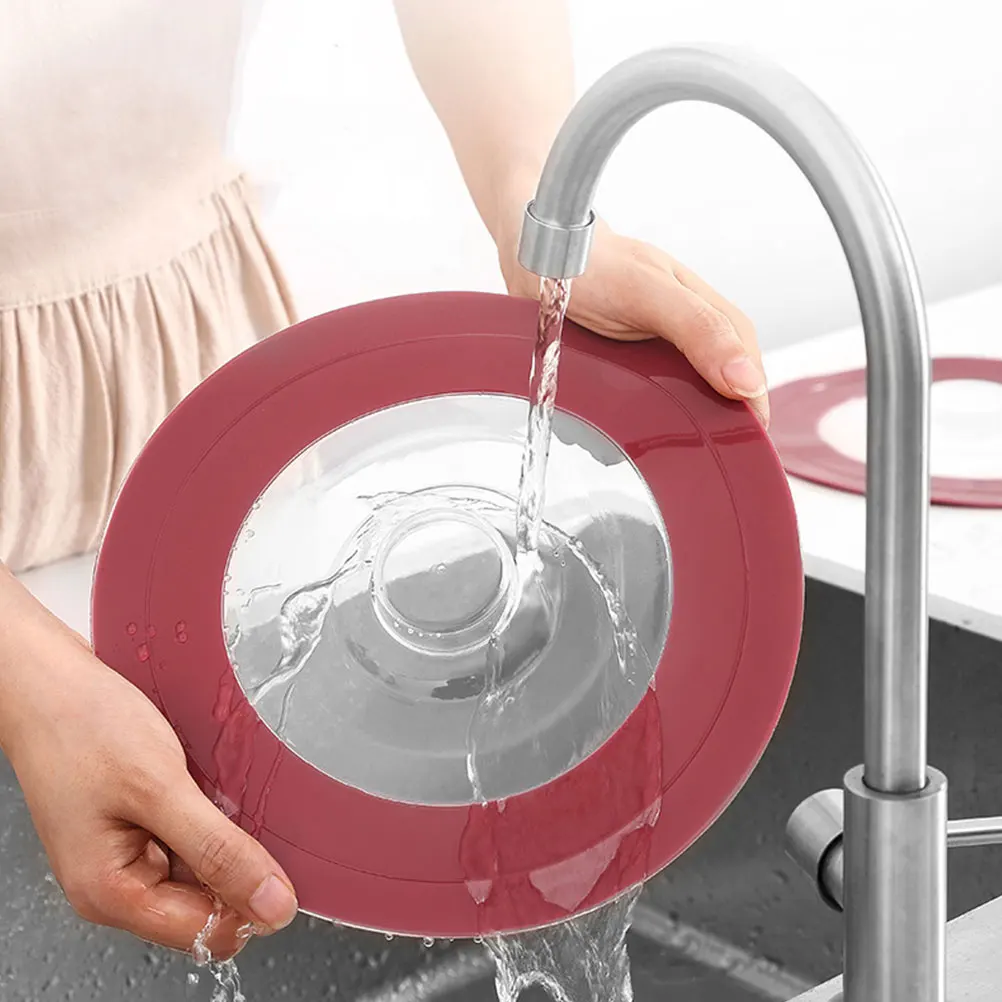 

3 Pcs Silicone Pot Lids for Food Storage Bowls Red Stretch Covers Microwave Splatter Proof Kitchen Cookware Accessories