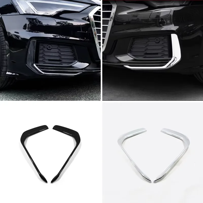 

Front Fog Lights Lamps Eyelid Eyebrow Strip Decoration Cover Trim ABS Chrome For Audi A6 C8 2019 - 2022 Car Accessories