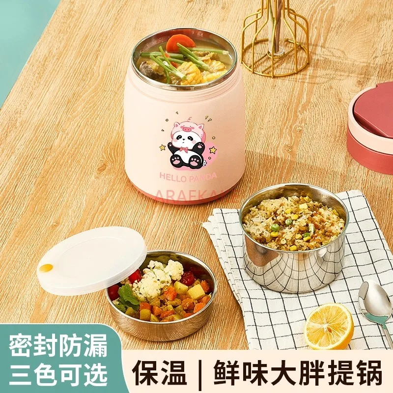 Large capacity and ultra long insulated lunch box bucket, stainless steel bento lunch box for students, office workers