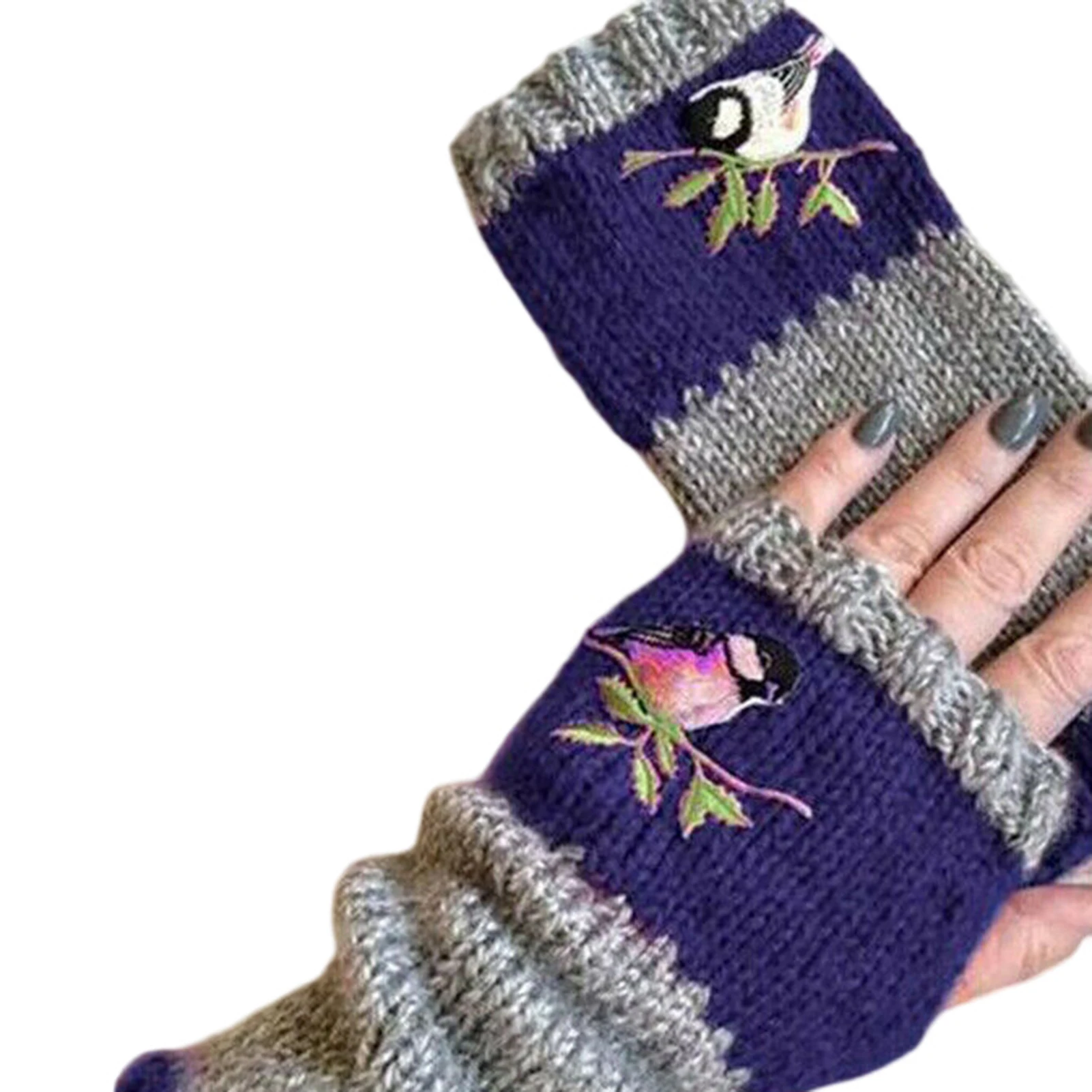 Warm Stitching Embroidered Gloves Cold Weather Thermal Fleece Lined for  Carpal Tunnel Rheumatiod