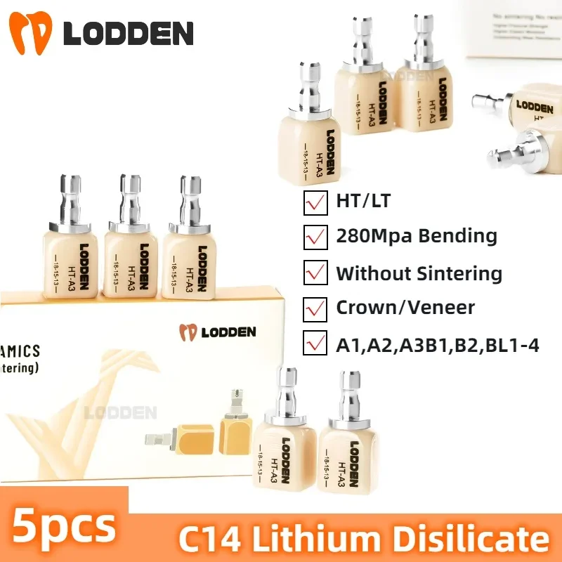 

Instant Restoration Without Sintering C14 (5pcs/box) Glass Ceramic Blocks HT/ LT for Dental Lab CAD/CAM Lodden material