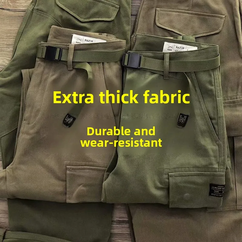 Thickened Casual Men's Pants Wear Resistant Loose Construction  Welding Work Clothes Autumn Winter Long Pants Cotton ...