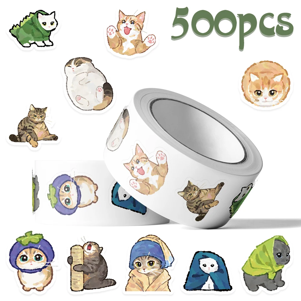500 stücke Cartoon Nette Katze Aufkleber Aufkleber Für Telefon Sammelalbum Koffer Skateboard DIY Graffiti Ästhetische Aufkleber Kreative Geschenke