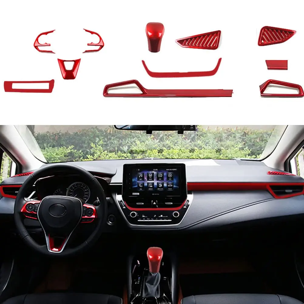 

11PCS ABS Interior Trim Stickers For Toyota Corolla 2019-2026 Hatchback Wine Red