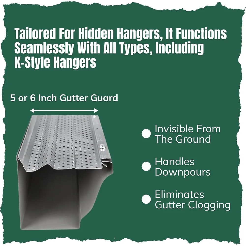 Gutter Guard 5" (200 Feet, Mill Finish) Heavy-Duty Aluminum Gutter Guard Leaf & Debris Protection for 5-inch and 6-inch Gutters