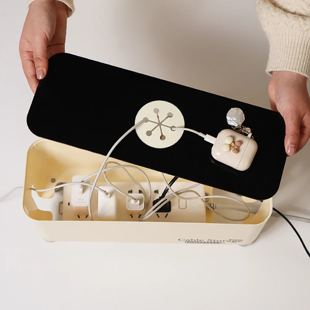 صندوق تخزين الأسلاك خط الطاقة كابل تخزين حالات مقبس الشاحن مرتب المنظم شبكة خط صندوق تخزين شاحن إدارة الأسلاك #3