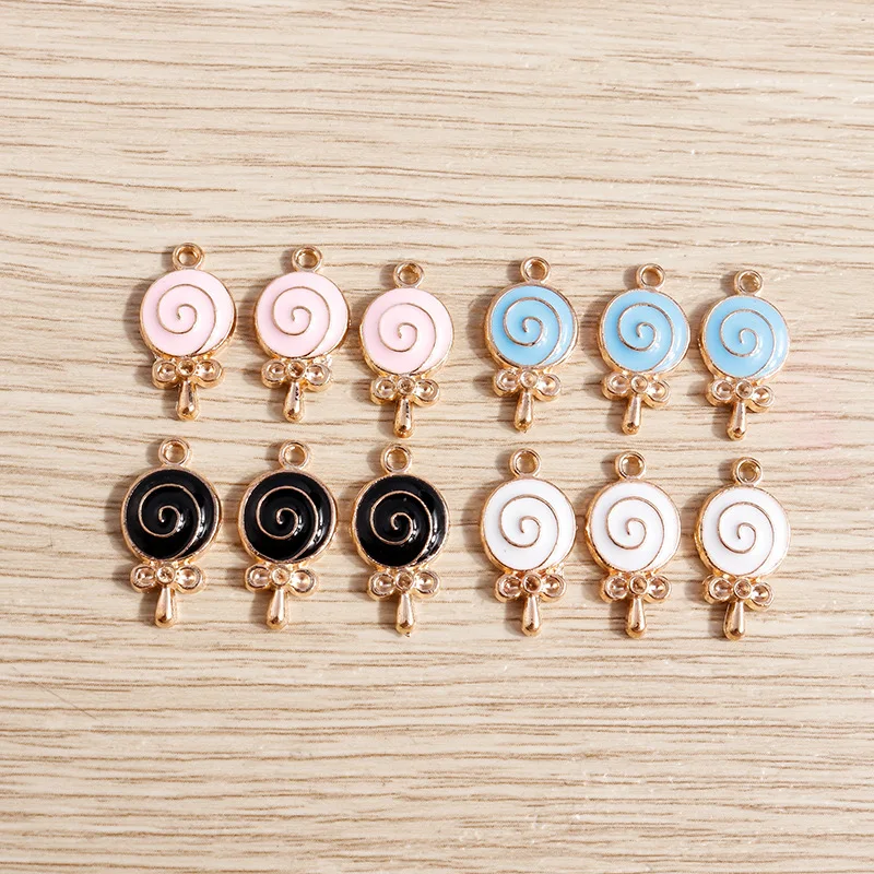 20pcs NEW Alloy Enamel Charms Mini Lollipop Hollow Five-pointed Star Rose Flower Jewelry Pendant Mobile Phone DIY Accessories