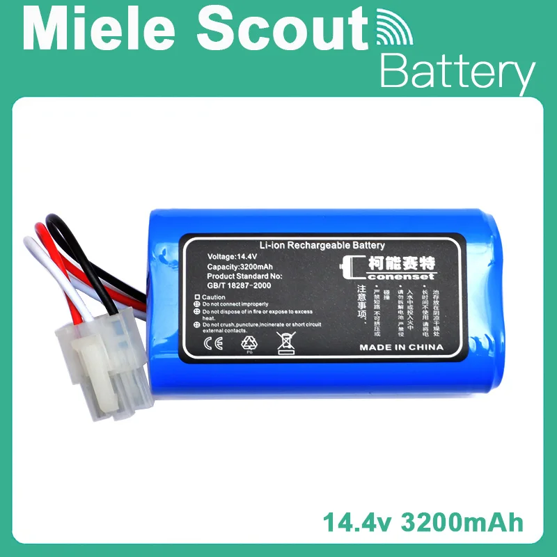 14.4V 3200mah New Battery For Miele RX1-SJQL0, Scout RX1, Scout RX2 60, Scout RX3 60, 9702922