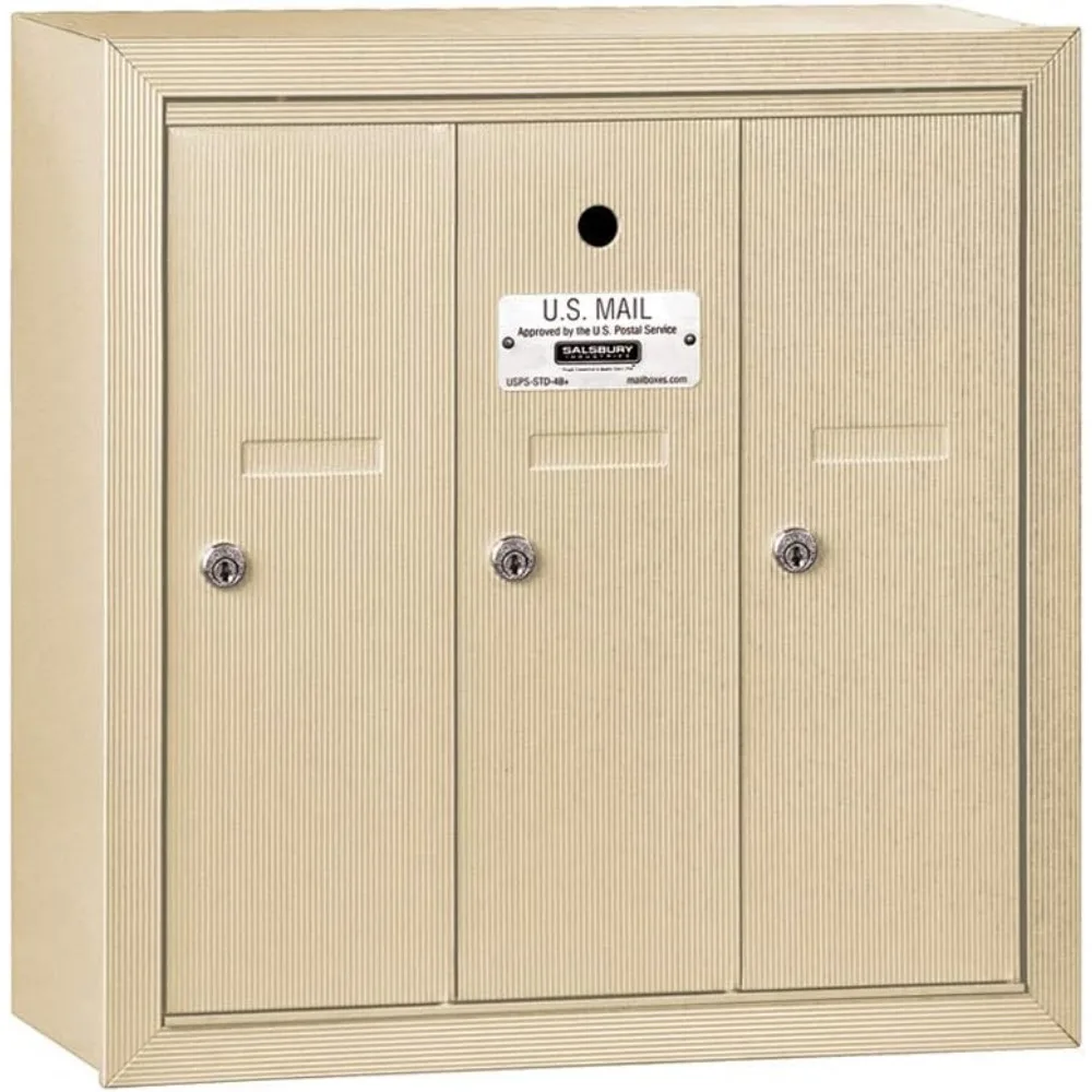 

3503SSU Surface Mounted Vertical Mailbox for use with USPS Lock, 3 Doors, Sandstone