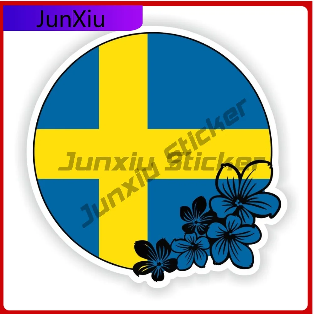 

Sweden Round Flag Flower Vinyl Graphic Decals Decoration Custom Rv Camper Suv Stickers Car Decoration Accessories Stickers Pvc